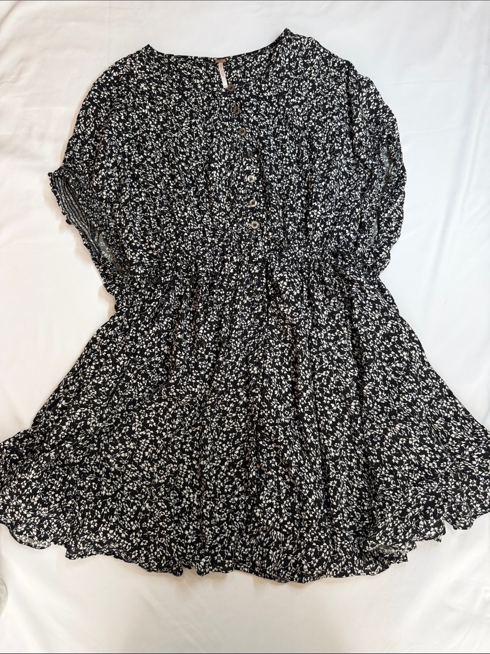Free People Black Floral Button-Front Dress